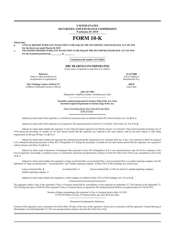 Thumbnail RBC Bearings 10-K Annual Report 2015