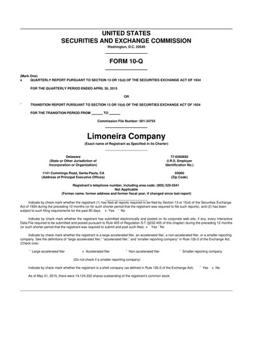Thumbnail Limoneira
 10-Q Quarterly Report FY 