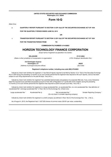 Vorschaubild Horizon Technology Finance 10-Q Quartalsbericht  