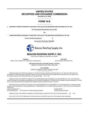 Thumbnail Beacon Roofing Supply 10-Q Quarterly Report FY2015 