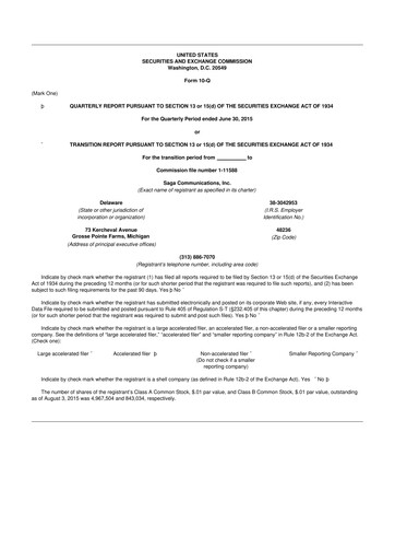 Thumbnail Saga Communications 10-Q Quarterly Report FY2015 