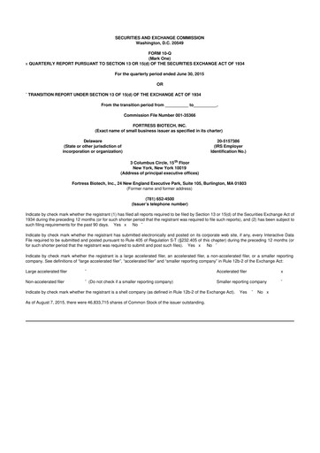 Thumbnail Fortress Biotech
 10-Q Quarterly Report FY2015 