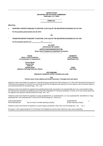 Thumbnail Protalix BioTherapeutics
 10-Q Quarterly Report FY 