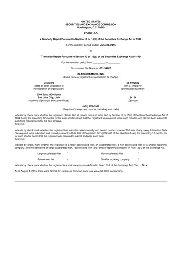 Thumbnail Clarus
 10-Q Quarterly Report FY2015 