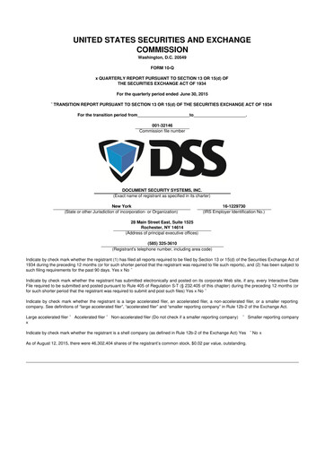 Vorschaubild DSS, Inc. (Document Security Systems) 10-Q Quartalsbericht 2015 