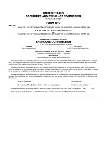 Miniature Energous 10-Q Rapport trimestriel 2015 