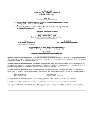 Thumbnail Capricor Therapeutics
 10-Q Quarterly Report FY 
