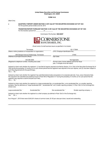 Thumbnail SmartFinancial (SmartBank) 10-Q Quarterly Report FY2015 