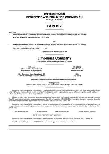 Thumbnail Limoneira
 10-Q Quarterly Report FY 