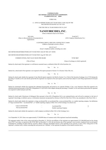 Thumbnail NanoViricides 10-K Annual Report 2015