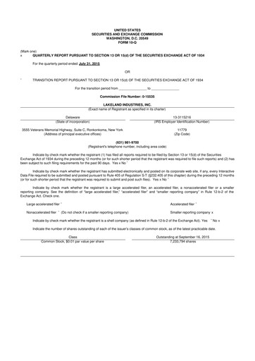 Thumbnail Lakeland Industries
 10-Q Quarterly Report FY2015 