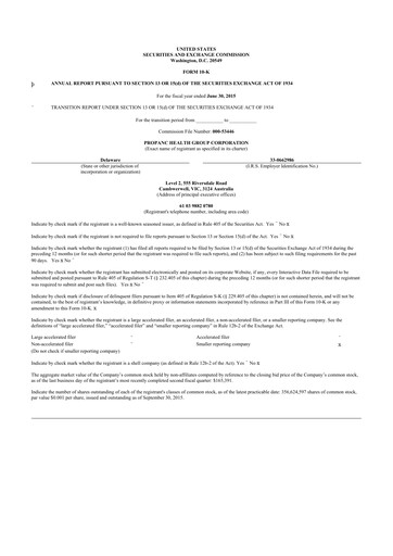 Thumbnail Propanc Biopharma 10-K Annual Report 2015