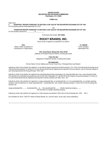 Thumbnail Rocky Brands 10-Q Quarterly Report FY2015 
