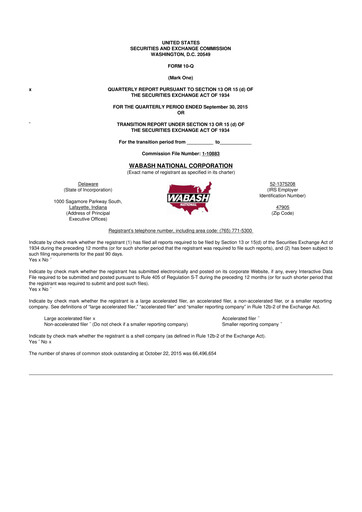 Vorschaubild Wabash National
 10-Q Quartalsbericht 2015 