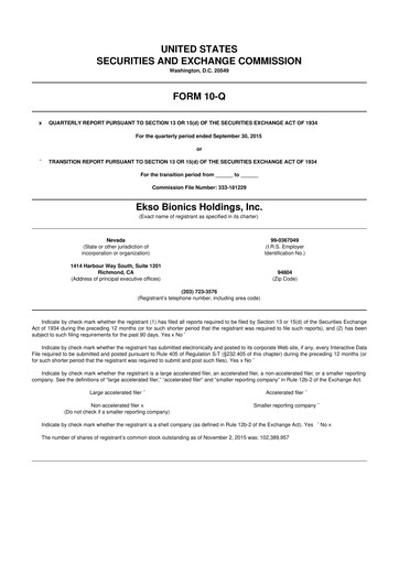 Thumbnail Ekso Bionics
 10-Q Quarterly Report FY2015 