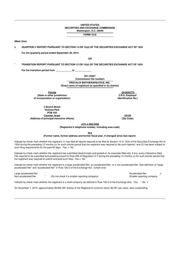 Thumbnail Protalix BioTherapeutics
 10-Q Quarterly Report FY 