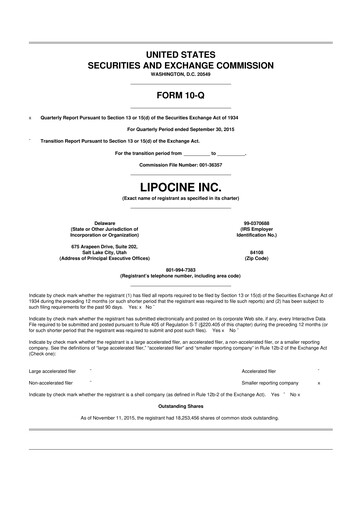 Thumbnail Lipocine 10-Q Quarterly Report FY2015 