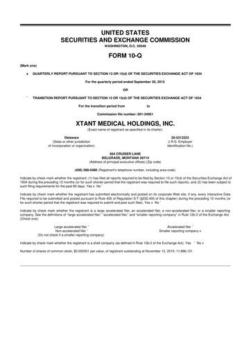 Vorschaubild Xtant Medical 10-Q Quartalsbericht  