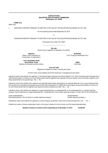 Thumbnail TSS, Inc. 10-Q Quarterly Report FY2015 