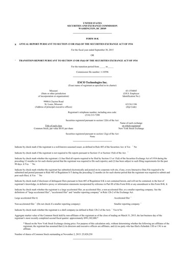 Thumbnail ESCO Technologies
 10-K Annual Report 2015