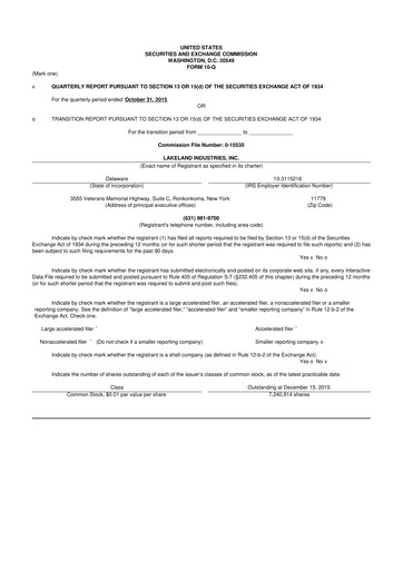 Thumbnail Lakeland Industries
 10-Q Quarterly Report FY2016 