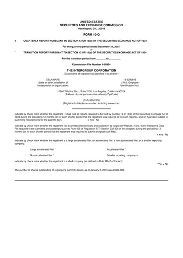 Thumbnail The InterGroup Corporation 10-Q Quarterly Report FY2016 