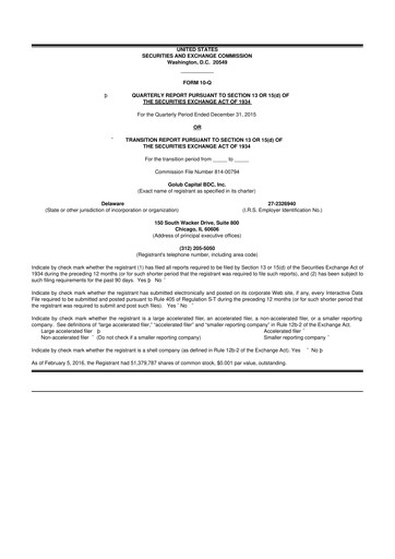 Thumbnail Golub Capital 10-Q Quarterly Report FY 