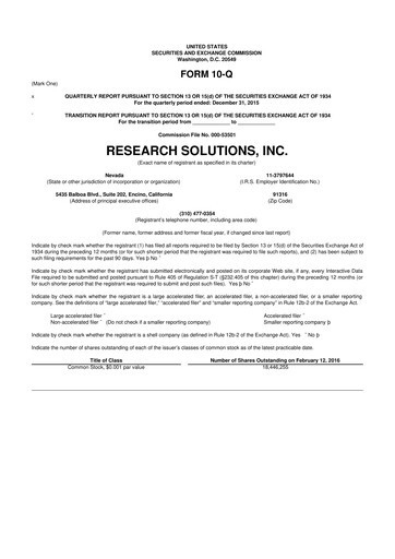 Thumbnail Research Solutions 10-Q Quarterly Report FY2016 