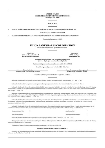 Thumbnail Atlantic Union Bankshares 10-K Annual Report 2015