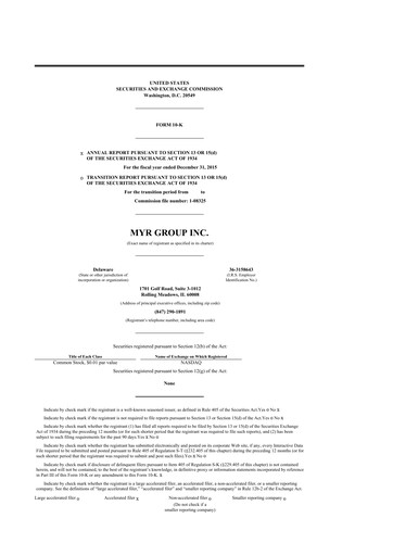 Thumbnail MYR Group 10-K Annual Report 2015