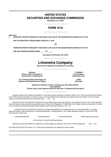 Thumbnail Limoneira
 10-Q Quarterly Report FY 