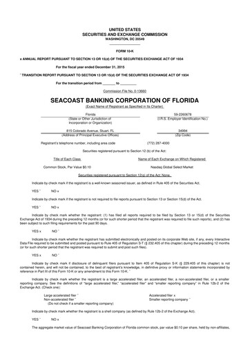 Thumbnail Seacoast Banking 10-K Annual Report 2015