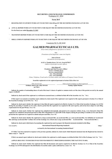 Thumbnail Galmed Pharmaceuticals
 20-F Annual Report 2015