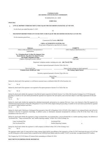 Thumbnail China Automotive Systems 10-K Annual Report 2015