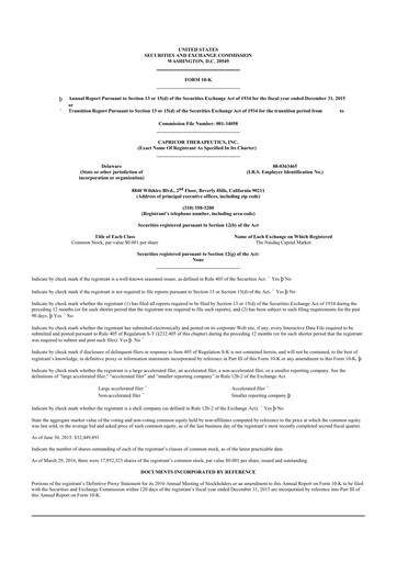 Thumbnail Capricor Therapeutics
 10-K Annual Report 2015