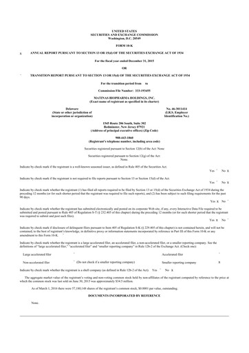 Thumbnail Matinas BioPharma 10-K Annual Report 2015