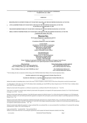 Thumbnail Baozun 20-F Annual Report 2015