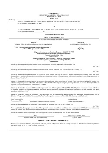 Thumbnail Lakeland Industries
 10-K Annual Report 2016