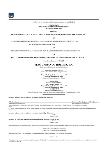 Thumbnail Itaú Unibanco
 20-F Annual Report 