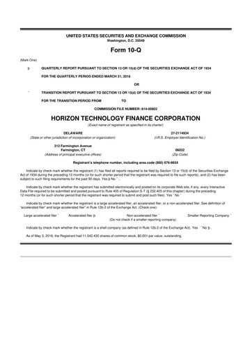 Vorschaubild Horizon Technology Finance 10-Q Quartalsbericht  