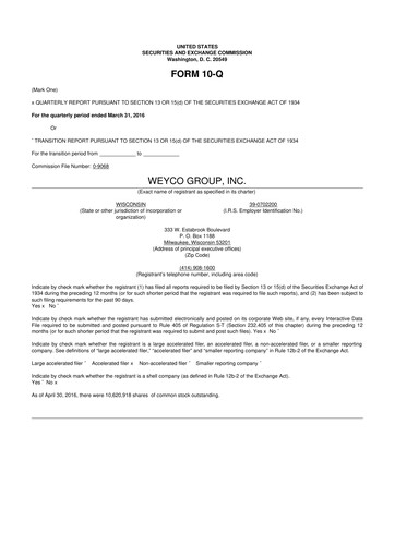 Thumbnail Weyco Group 10-Q Quarterly Report FY2016 