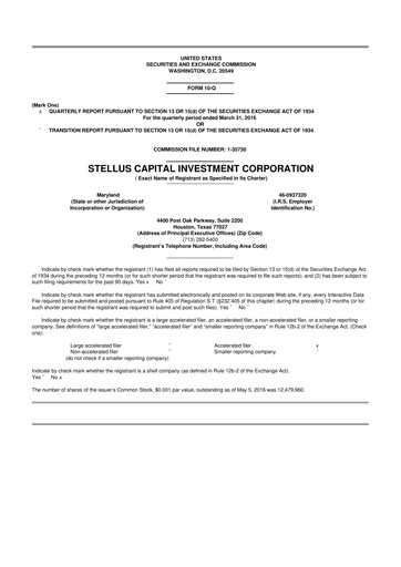 Thumbnail Stellus Capital Investment Corporation 10-Q Quarterly Report FY 