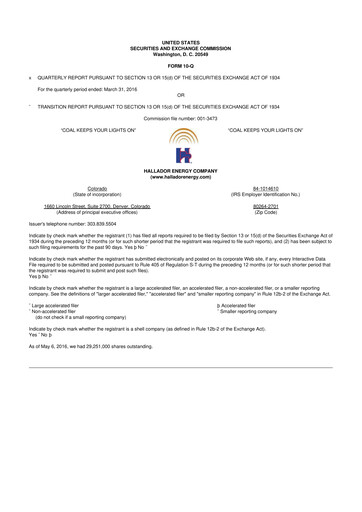 Thumbnail Hallador Energy Company
 10-Q Quarterly Report FY2016 