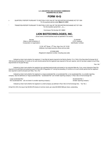 Miniature Iovance Biotherapeutics
 10-Q Rapport trimestriel 2016 