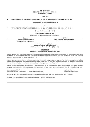 Miniature Cytosorbents 10-Q Rapport trimestriel  