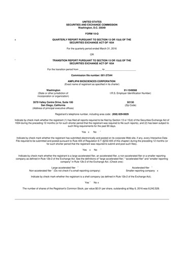 Thumbnail Armata Pharmaceuticals 10-Q Quarterly Report FY2016 