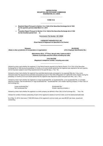 Thumbnail Capricor Therapeutics
 10-Q Quarterly Report FY 