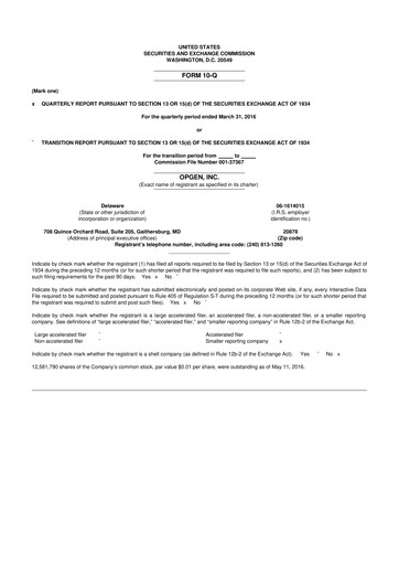 Thumbnail OpGen
 10-Q Quarterly Report FY 