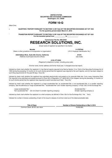 Thumbnail Research Solutions 10-Q Quarterly Report FY2016 