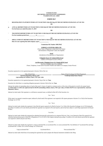 Thumbnail Formula Systems
 20-F Annual Report 2015